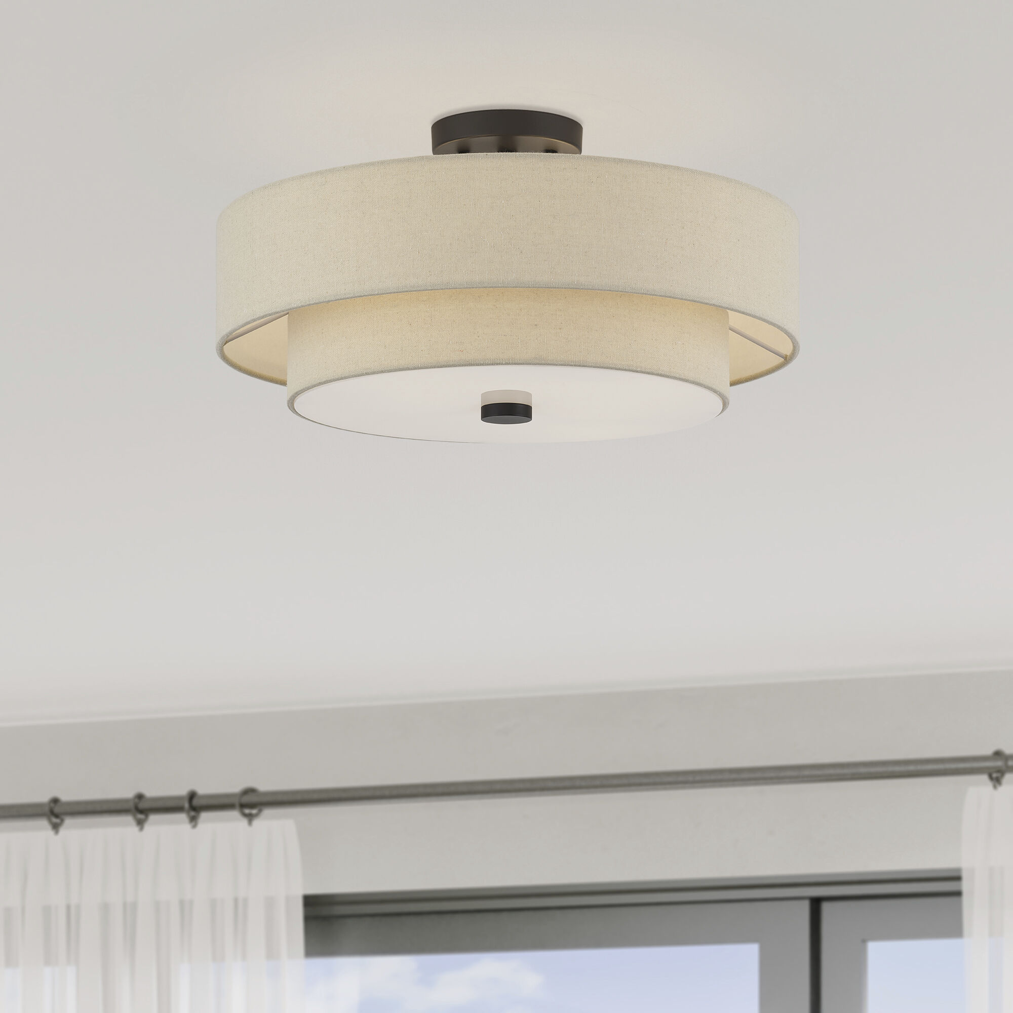 Bellingham 4 Light 18 inch Bronze Semi Flush Mount Ceiling Light, Large