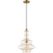 Art Glass 1 Light 12 inch Antique Brass Mini Pendant Ceiling Light