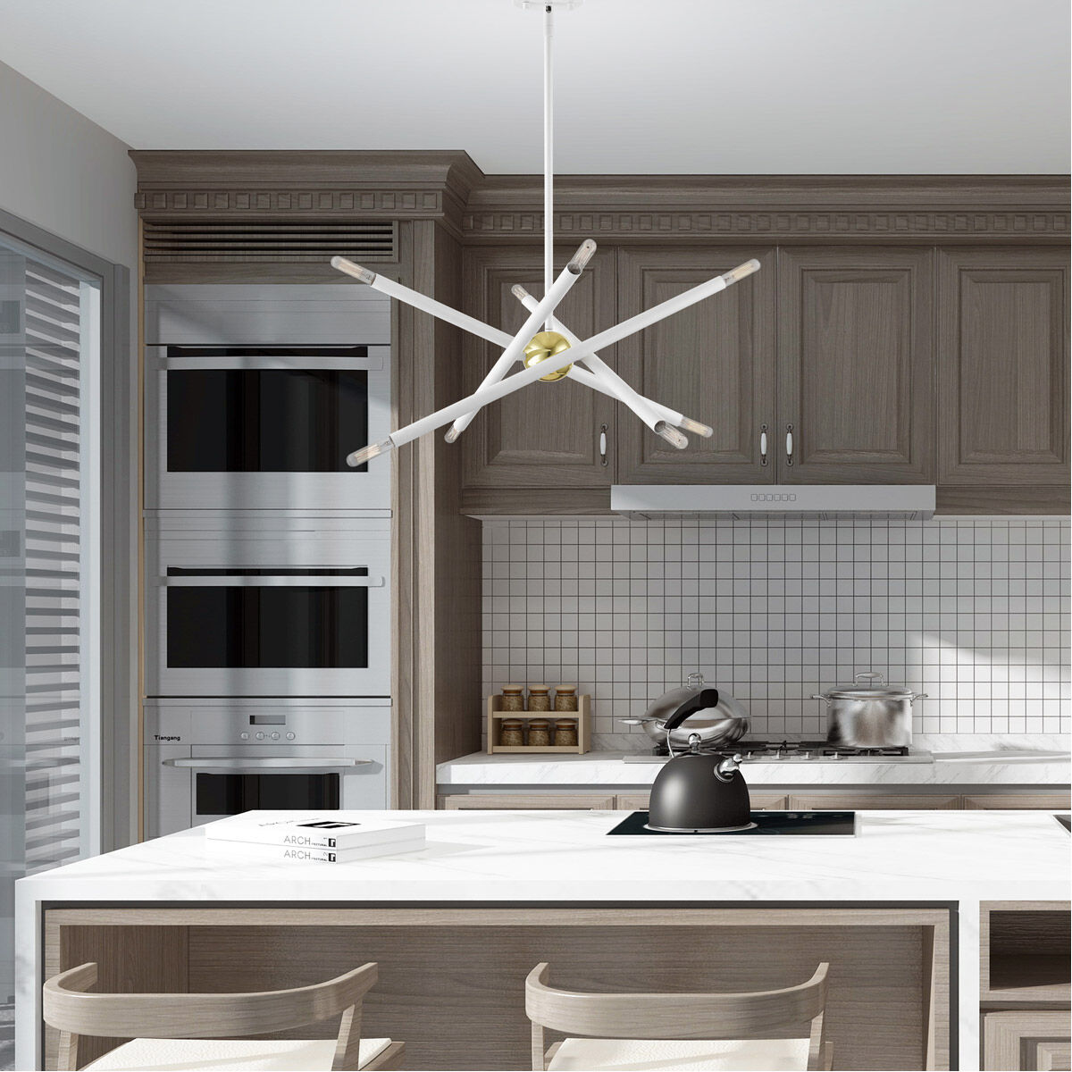 Soho 8 Light 20 inch White with Polished Brass Accents Chandelier Ceiling Light