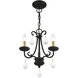 Daphne 3 Light 13.88 inch Black with Antique Brass Finish Accents Mini Chandelier Ceiling Light in Black with Antique Brass Accents