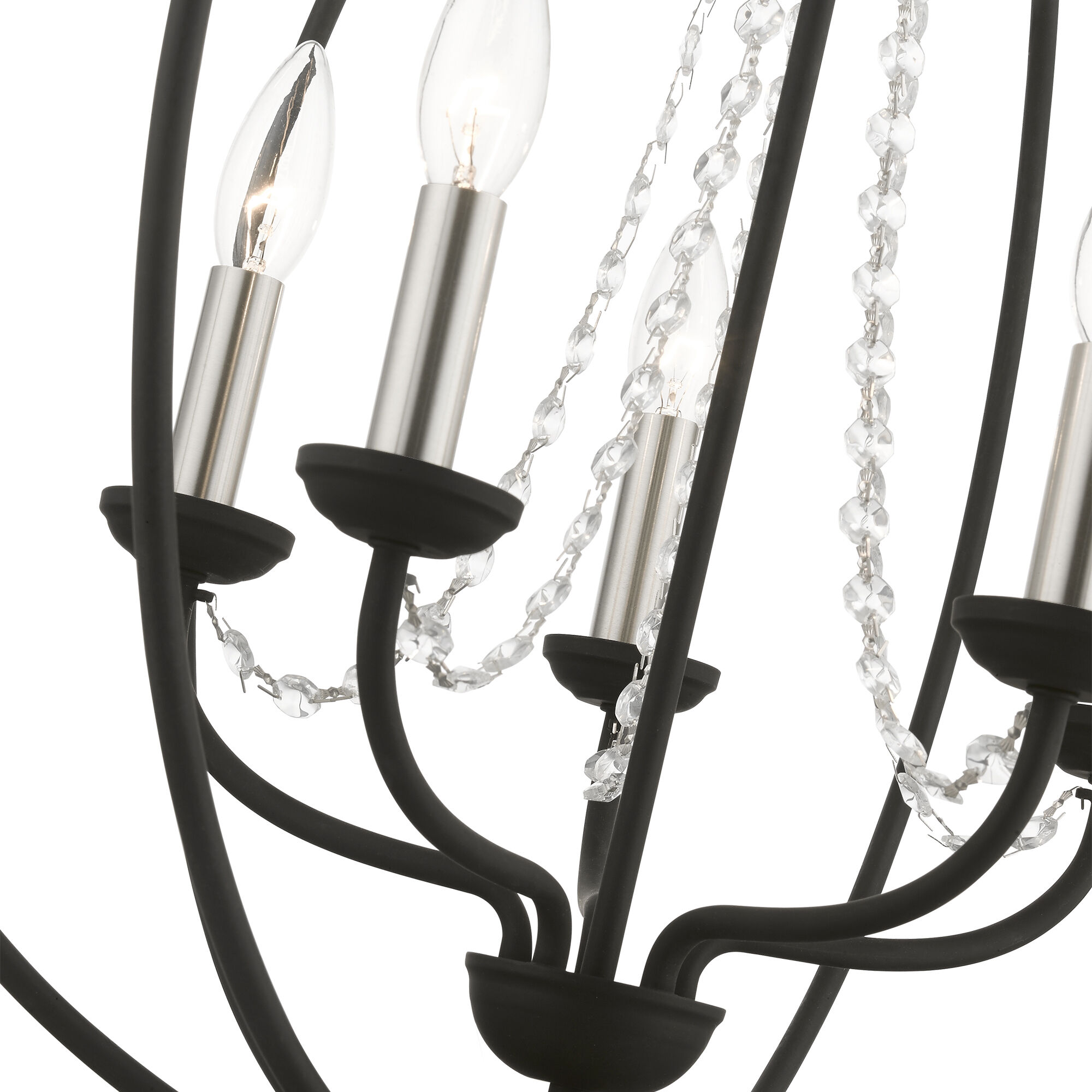 Arabella 5 Light 22 inch Black with Brushed Nickel Finish Candles Chandelier Ceiling Light, Globe