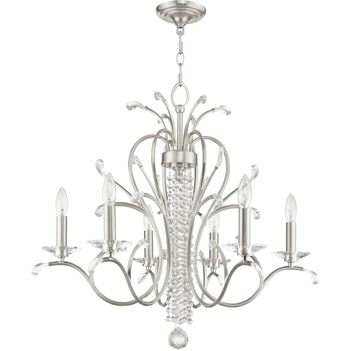 Serafina 6 Light 28 inch Brushed Nickel Chandelier Ceiling Light