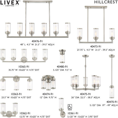 Hillcrest 1 Light 5 inch Brushed Nickel Semi-Flush Mount Ceiling Light