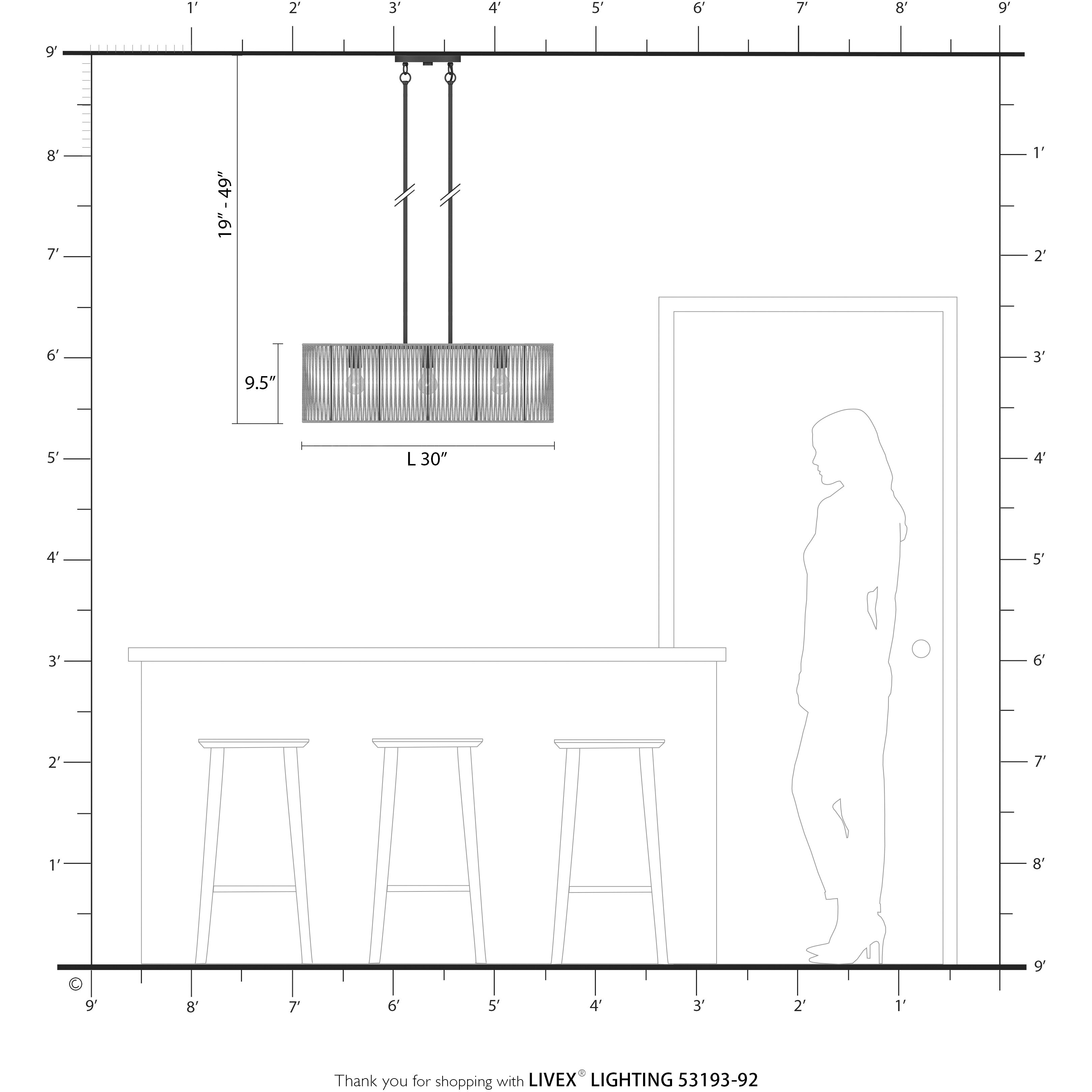 Goldiemesh 3 Light 30 inch English Bronze Linear Chandelier Ceiling Light, Medium