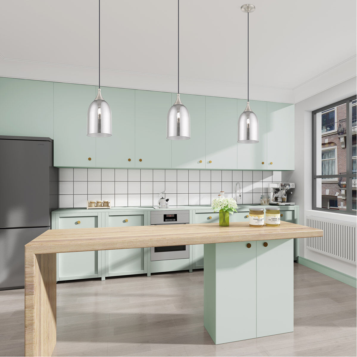 Art Glass 1 Light 6 inch Brushed Nickel Mini Pendant Ceiling Light