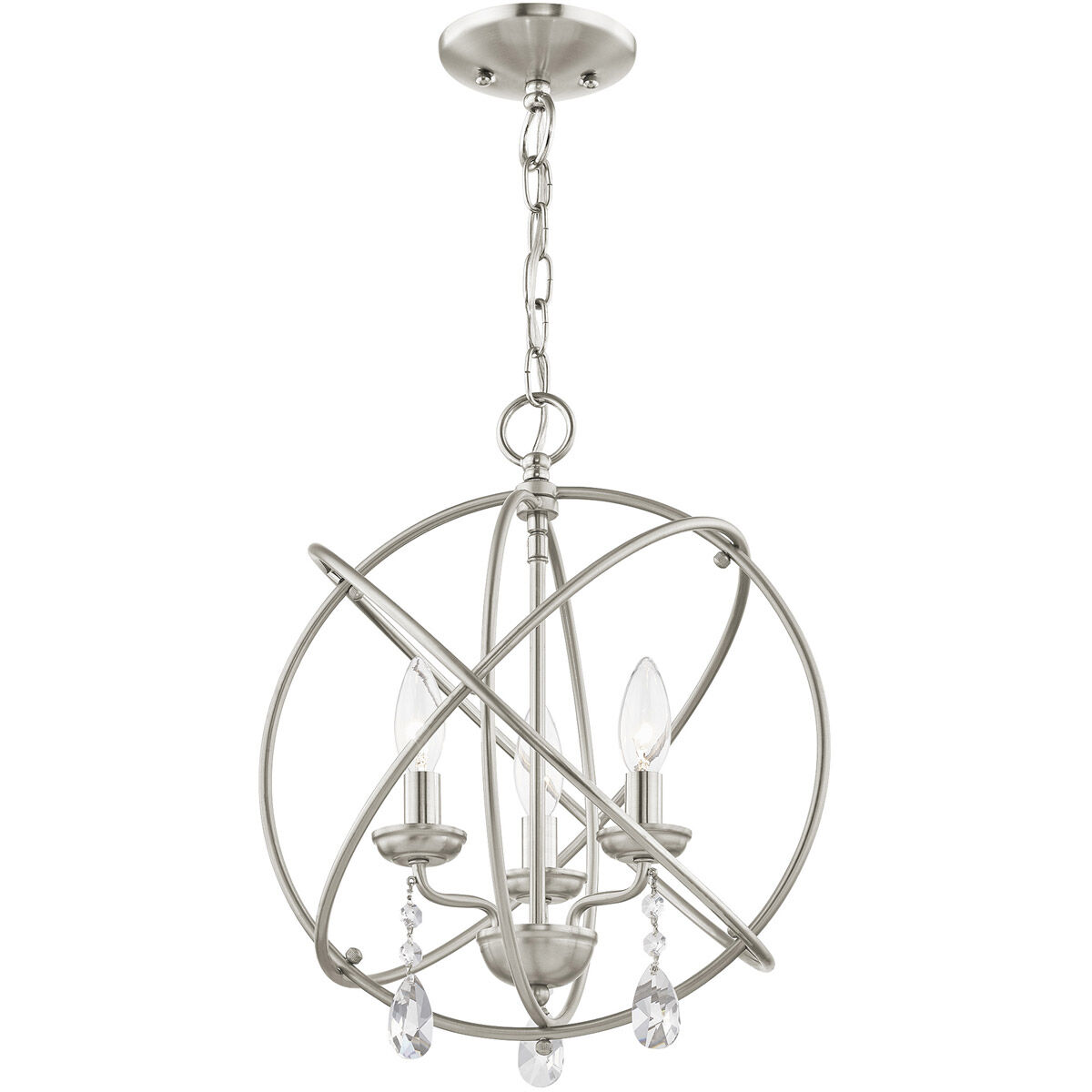 Aria 3 Light 15 inch Brushed Nickel Convertible Mini Chandelier/Ceiling Mount Ceiling Light