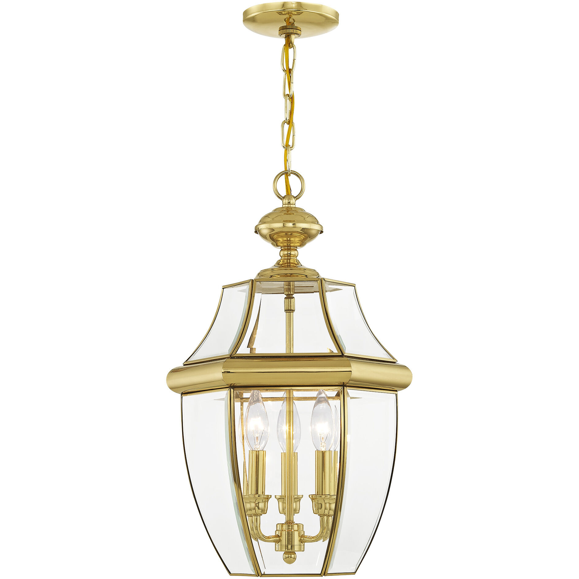 Monterey 3 Light 13 inch Polished Brass Outdoor Pendant Lantern