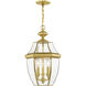 Monterey 3 Light 13 inch Polished Brass Outdoor Pendant Lantern