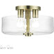 Whitworth 3 Light 14.5 inch Antique Brass Semi-Flush Ceiling Light