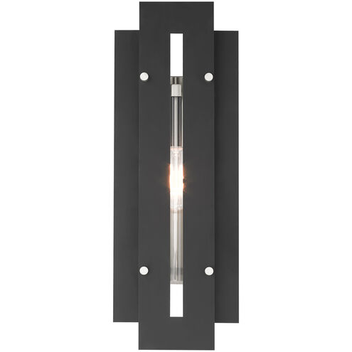 Utrecht 1 Light 22 inch Black with Brushed Nickel Accents Outdoor Wall Lantern