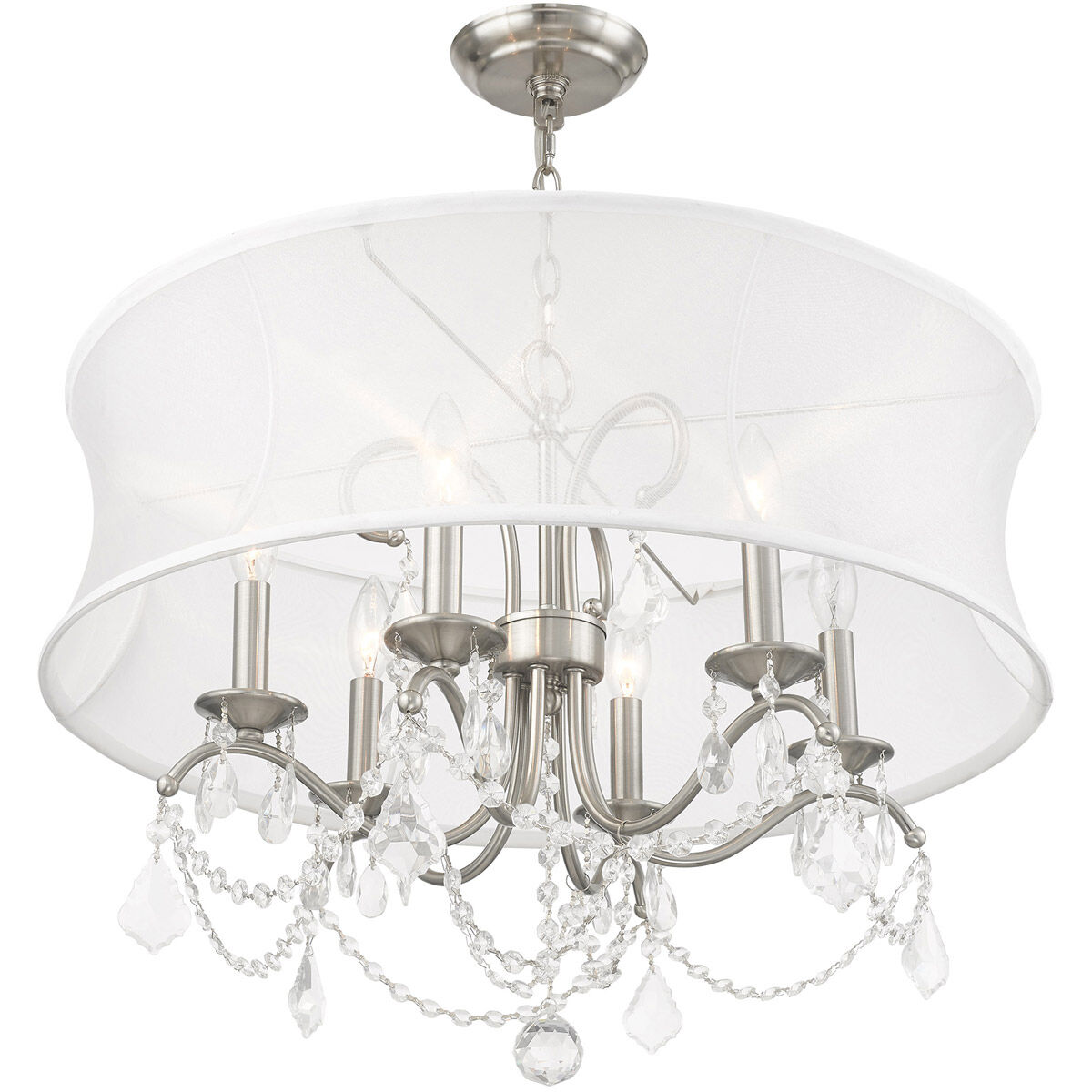 Newcastle 6 Light 24 inch Brushed Nickel Chandelier Ceiling Light