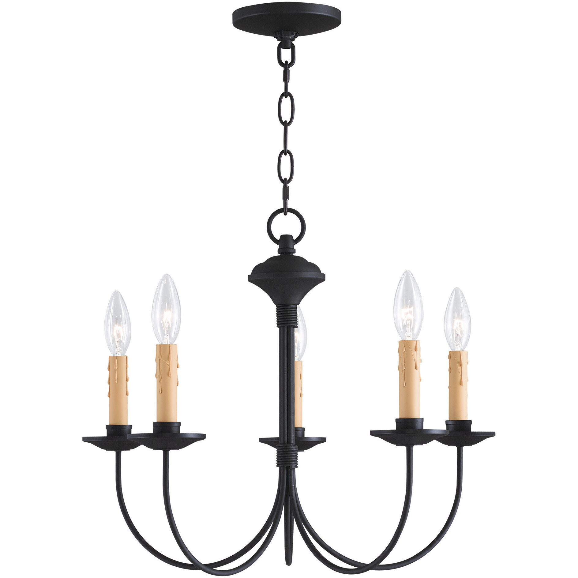 Heritage 5 Light 20 inch Black Chandelier Ceiling Light