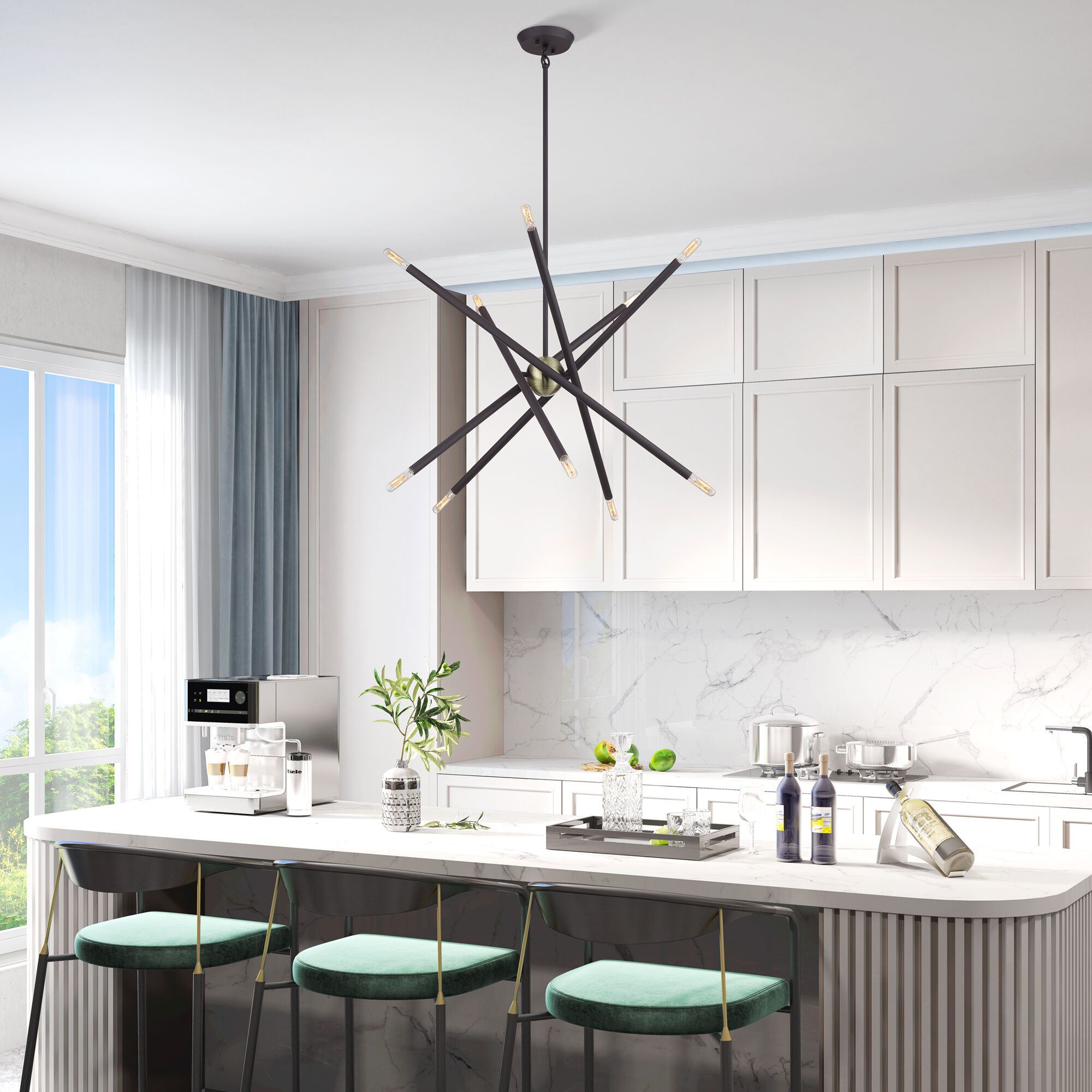 Soho 10 Light 28 inch Bronze with Antique Brass Accents Chandelier Ceiling Light