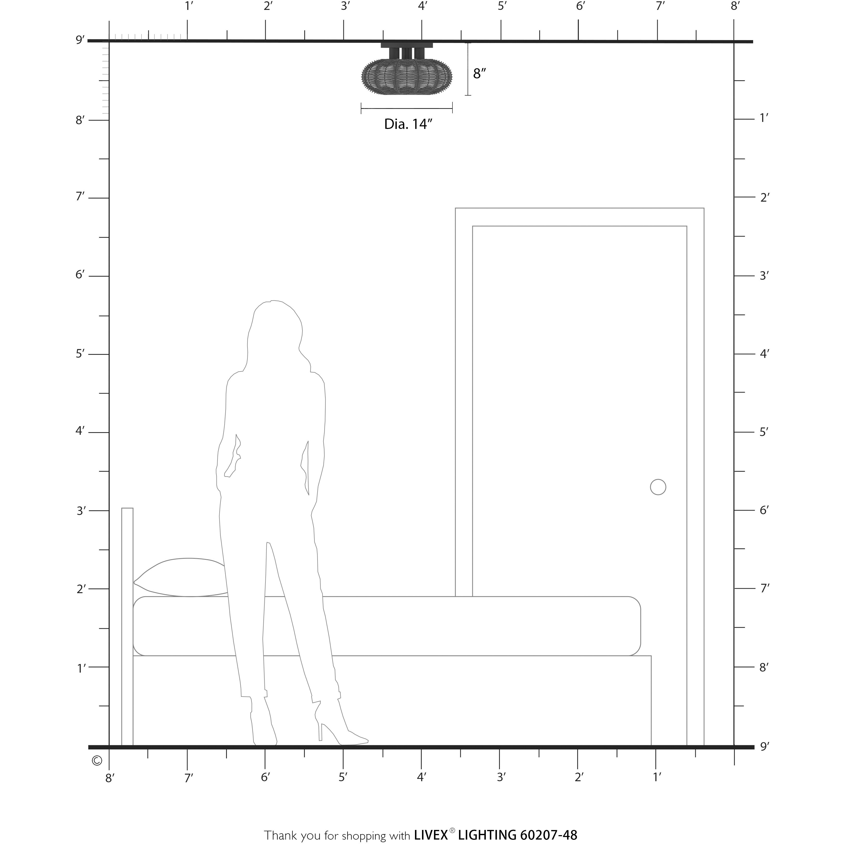 Summervine 3 Light 14 inch Antique Gold Leaf Semi Flush Mount Ceiling Light, Large