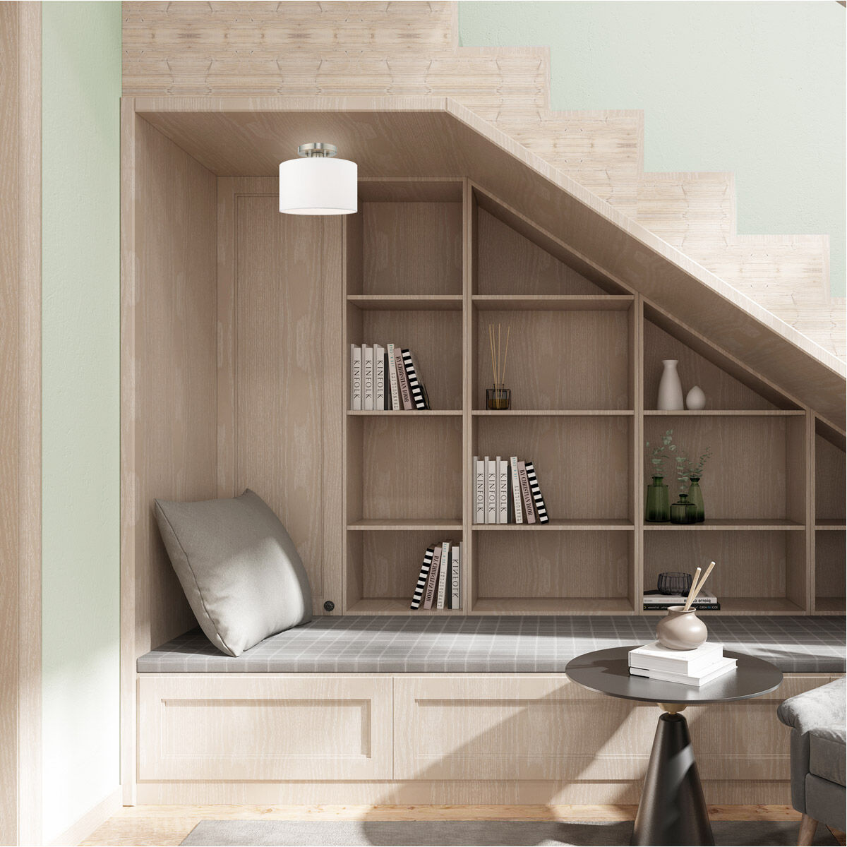 Clark 1 Light 10 inch Brushed Nickel Semi-Flush Mount Ceiling Light