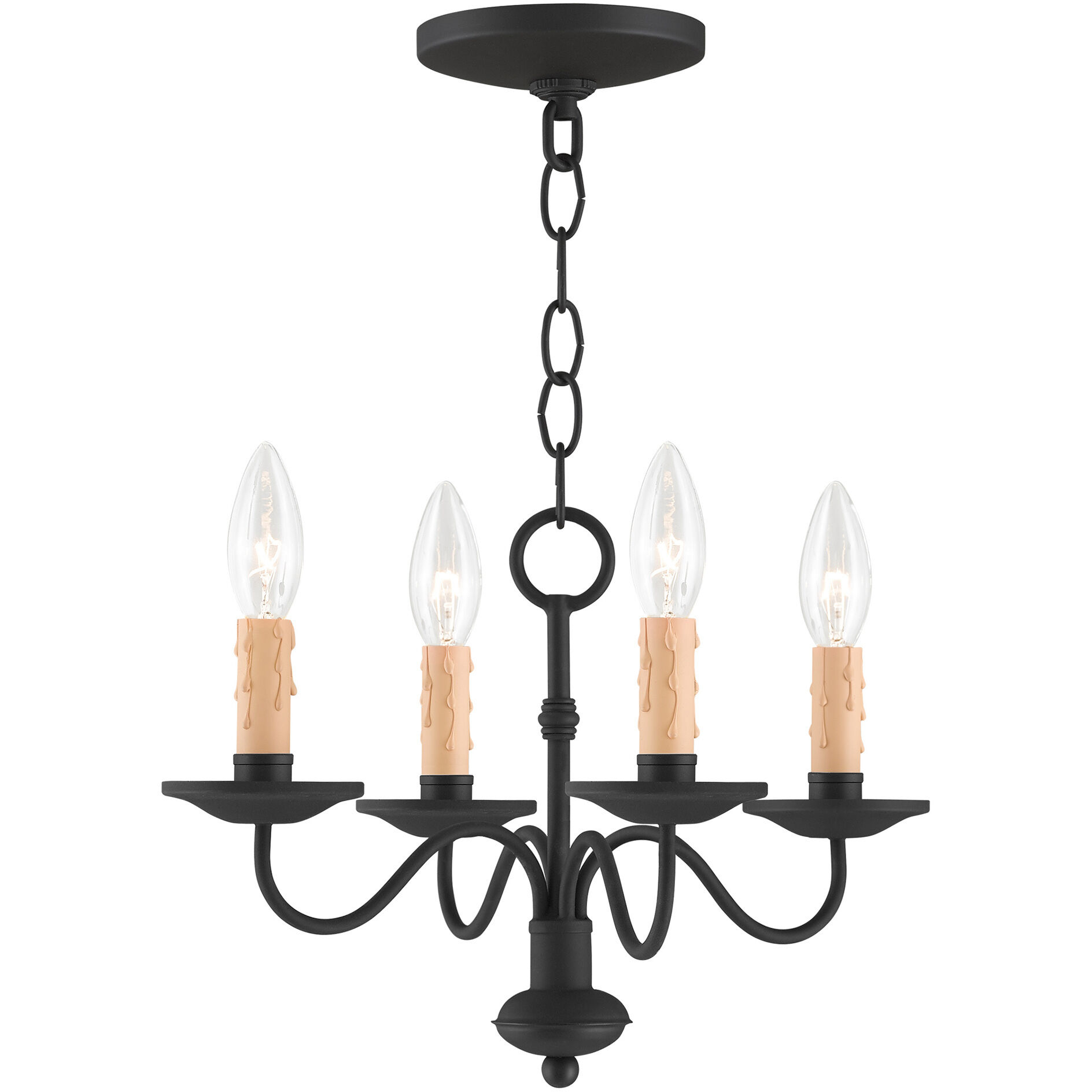 Heritage 4 Light 15 inch Black Mini Chandelier Ceiling Light