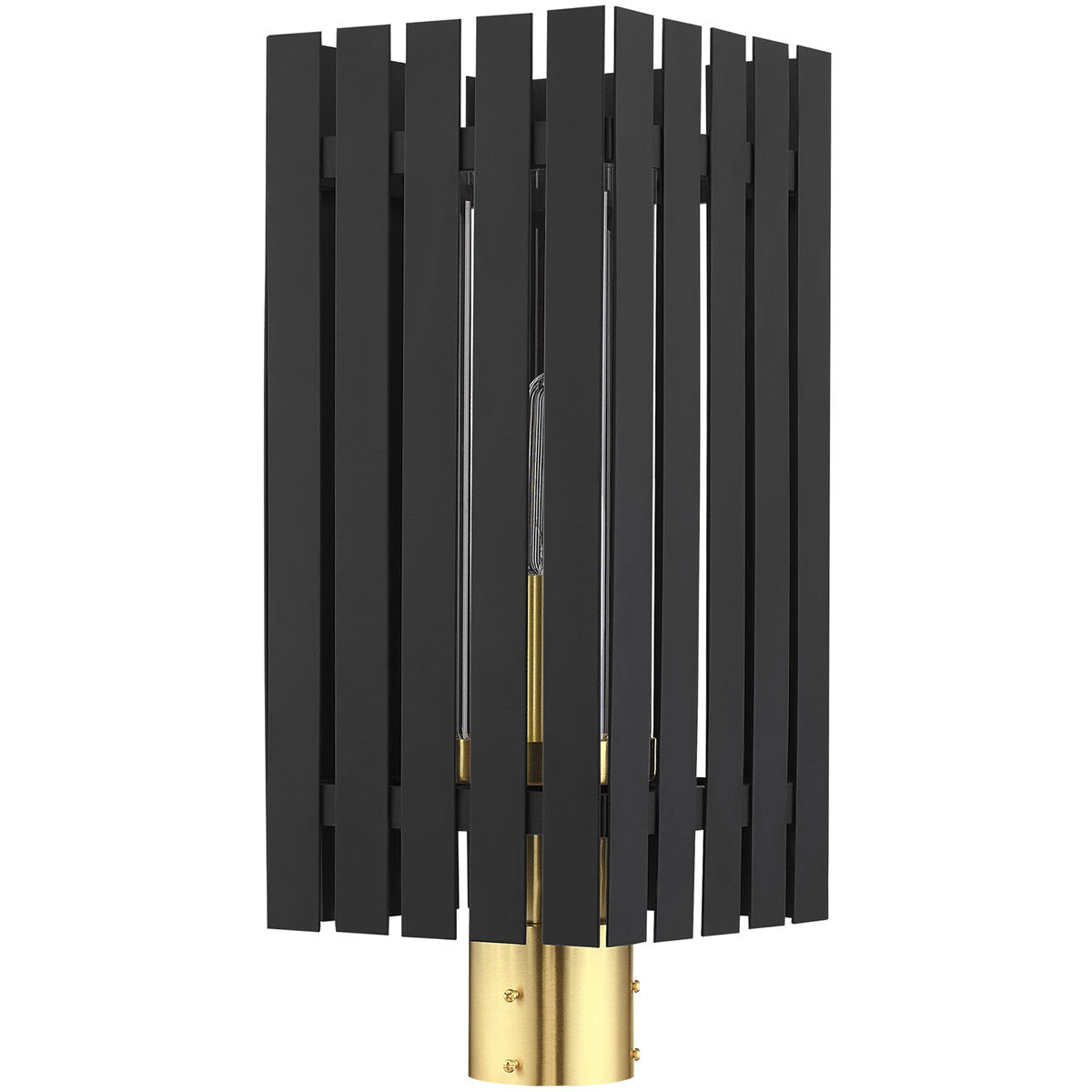 Greenwich 1 Light 20 inch Black with Satin Brass Accents Outdoor Post Top Lantern