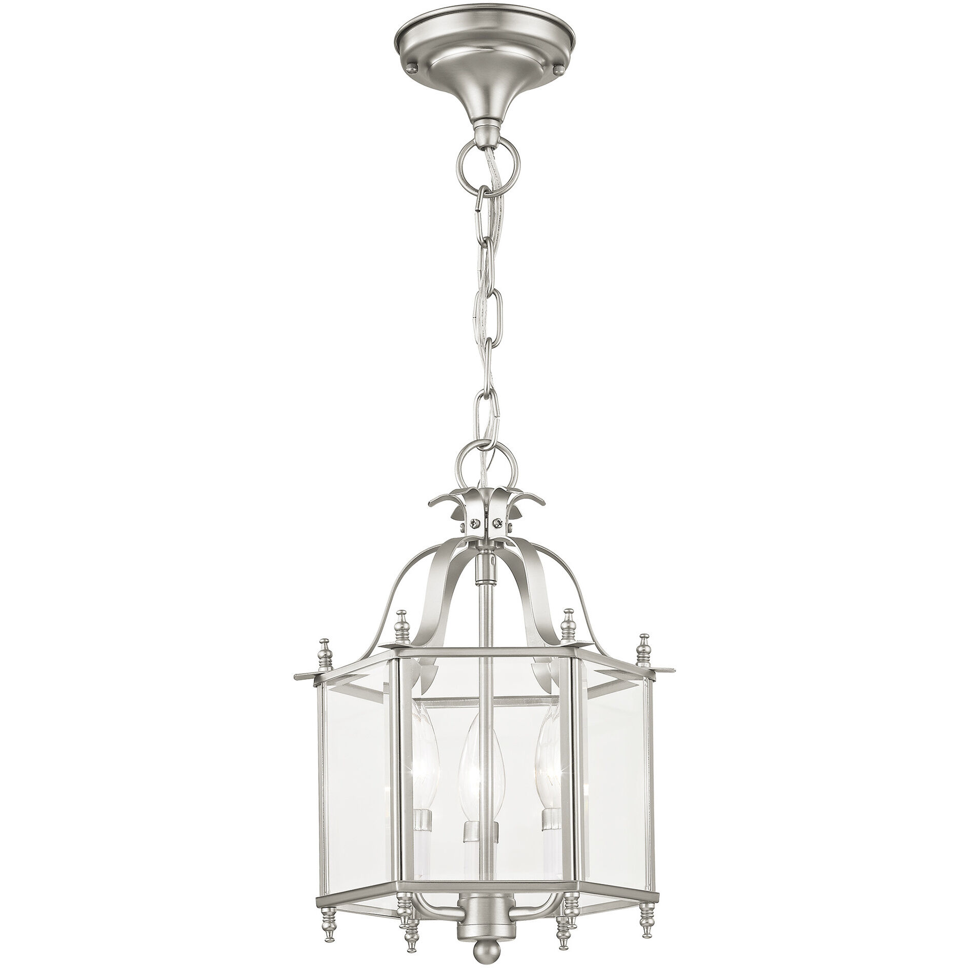 Livingston 3 Light 10 inch Brushed Nickel Convertible Mini Pendant/Ceiling Mount Ceiling Light
