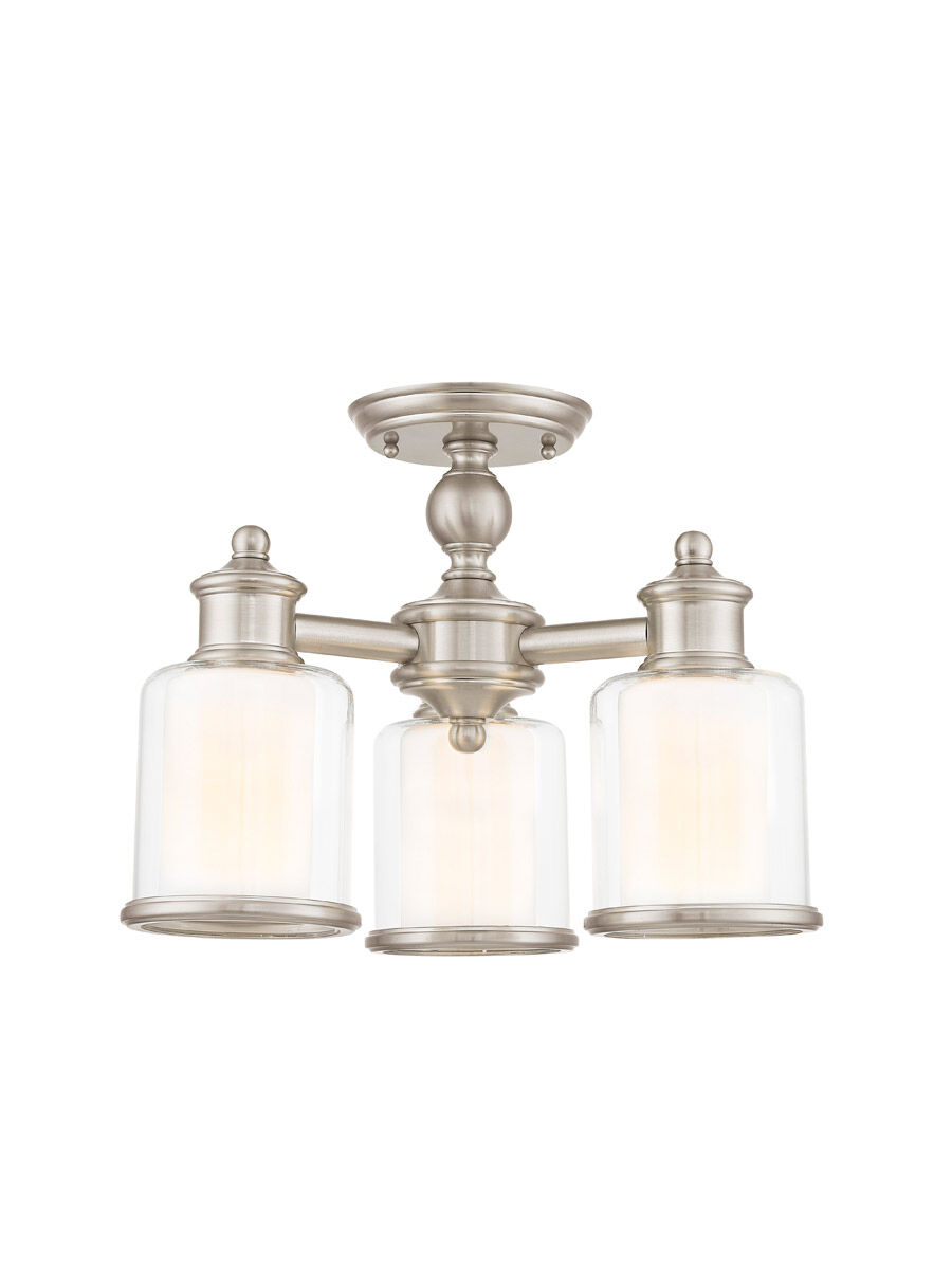 Middlebush 3 Light 16 inch Brushed Nickel Convertible Mini Chandelier/Ceiling Mount Ceiling Light