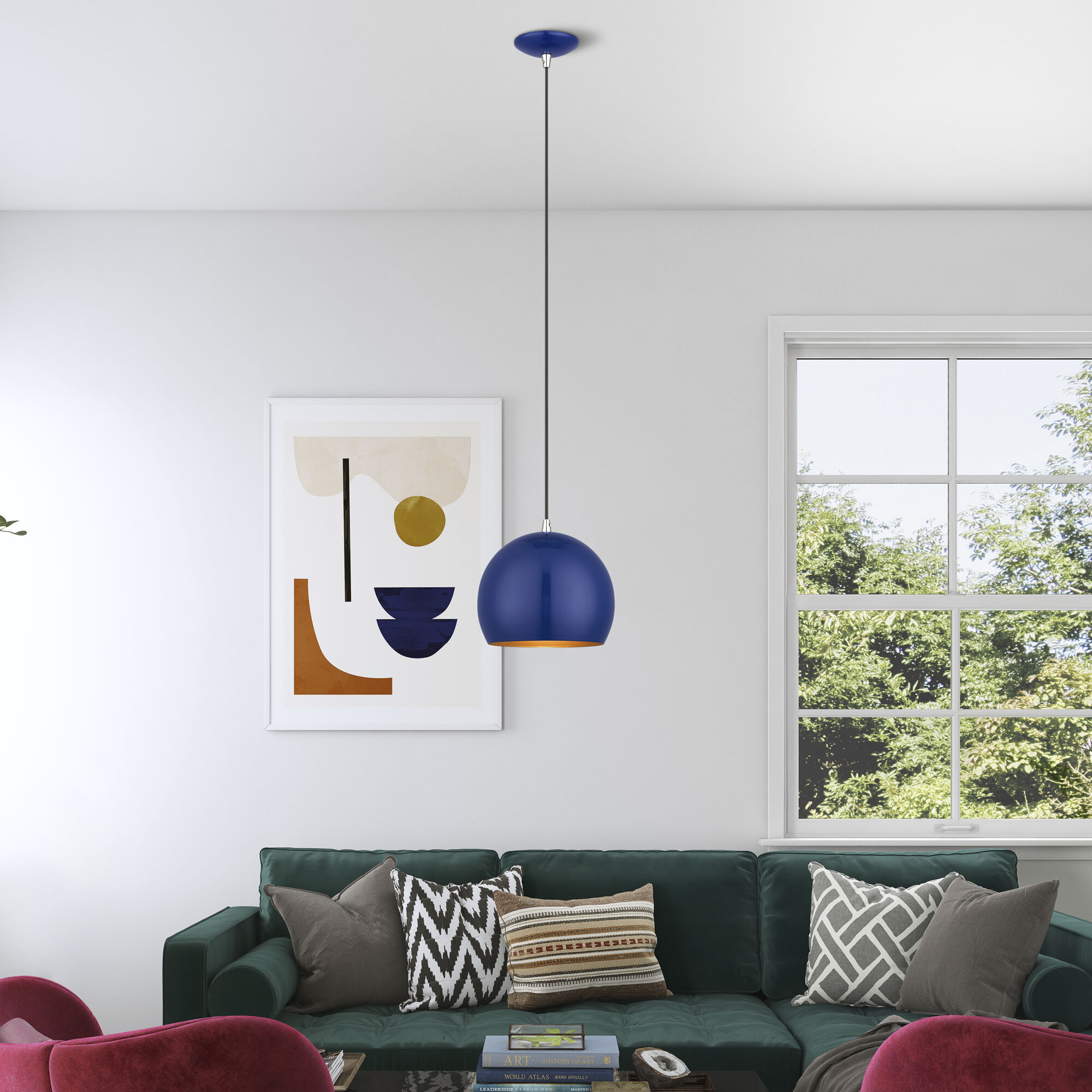 Piedmont 1 Light 10 inch Shiny Cobalt Blue with Polished Chrome Accents Pendant Ceiling Light