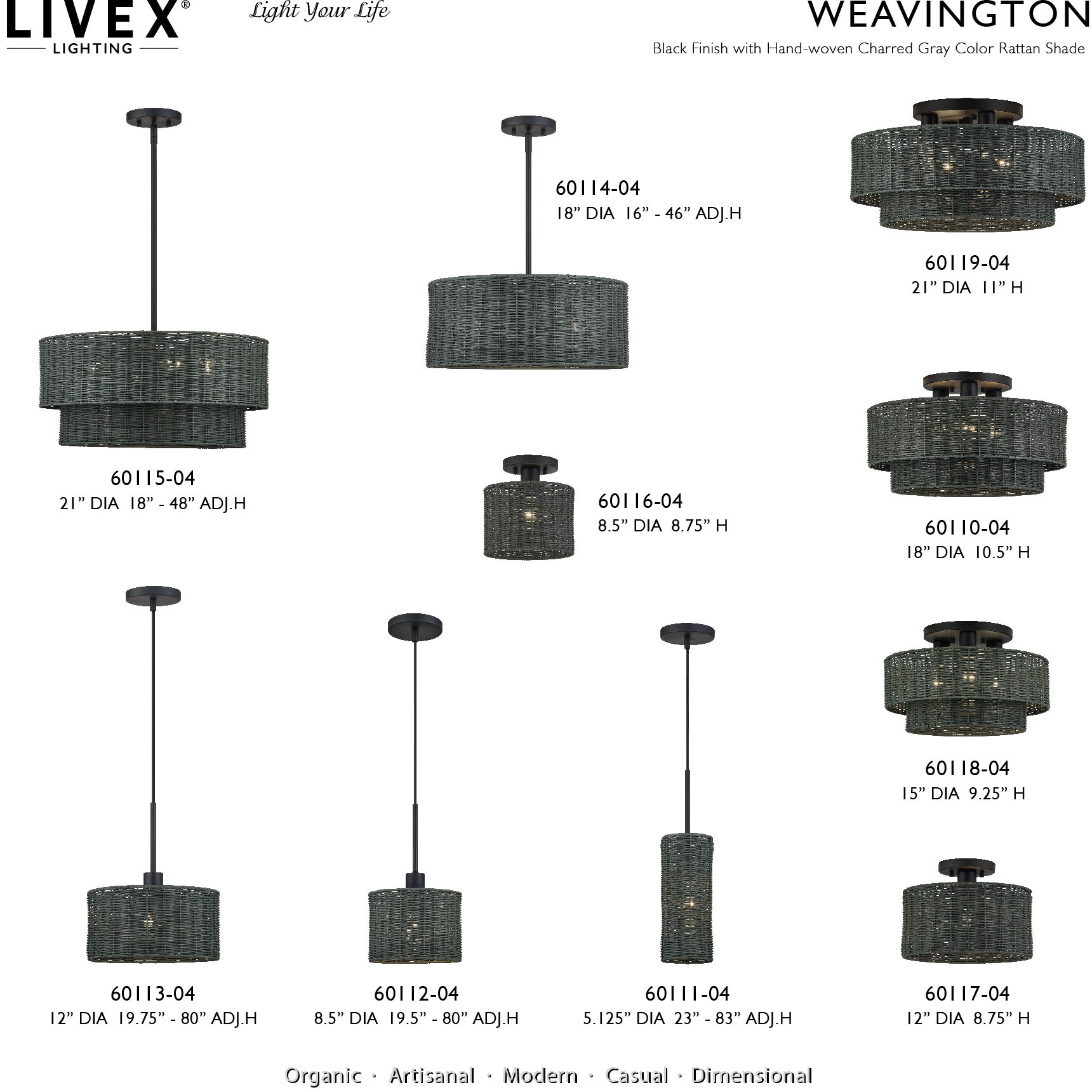 Weavington 1 Light 8.5 inch Black Semi Flush Mount Ceiling Light, Small