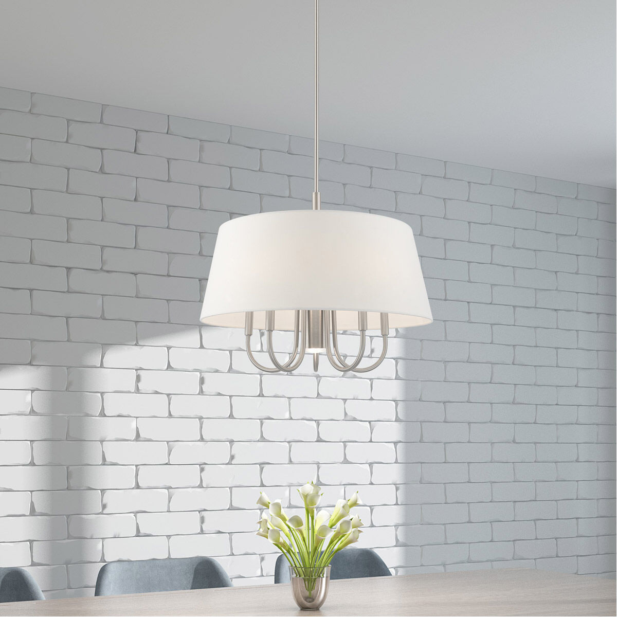 Belclaire 6 Light 24 inch Brushed Nickel Pendant Chandelier Ceiling Light