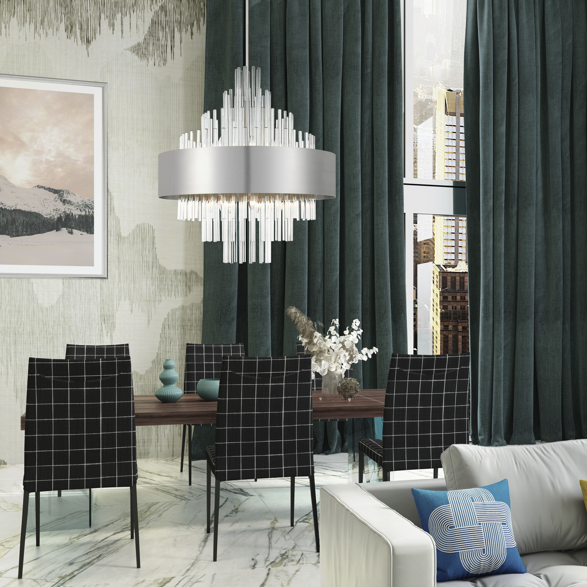 Orenburg 14 Light 35 inch Brushed Nickel Large Pendant Chandelier Ceiling Light