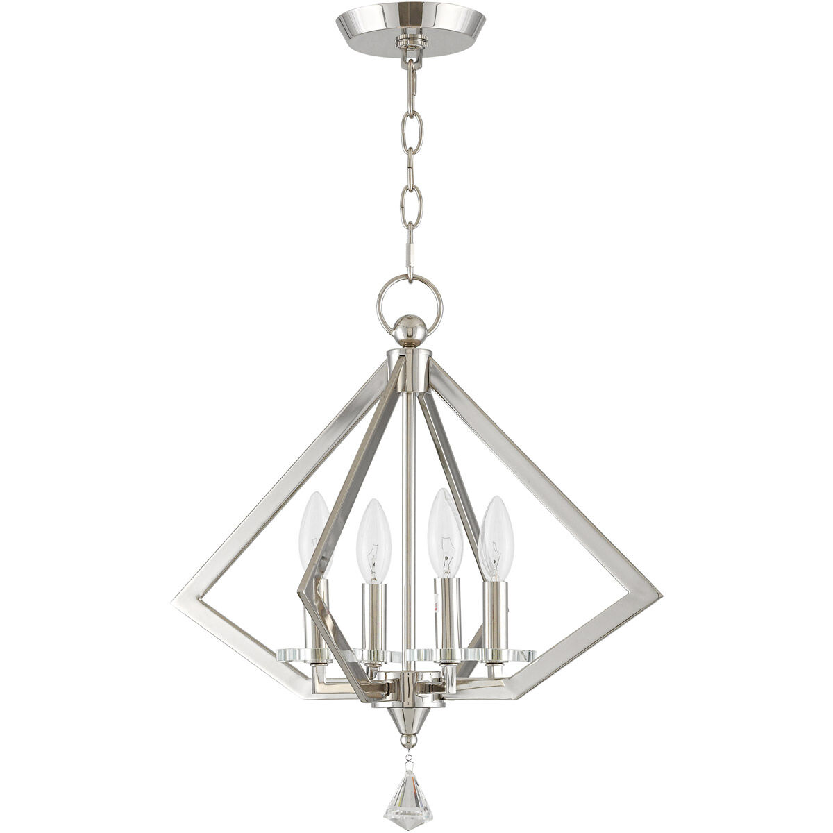 Diamond 4 Light 18 inch Polished Nickel Mini Chandelier Ceiling Light