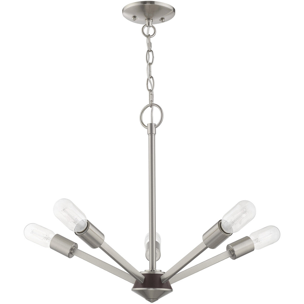 Prague 5 Light 20 inch Brushed Nickel Chandelier Ceiling Light
