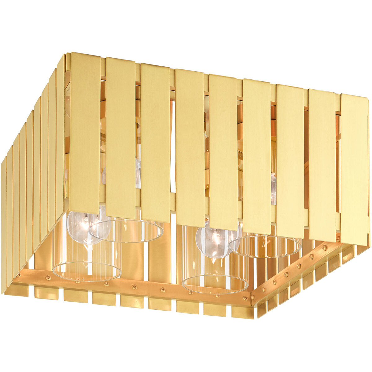 Greenwich 4 Light 13 inch Satin Brass Outdoor Flush Mount