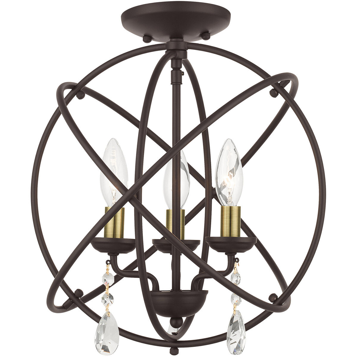 Aria 3 Light 15.5 inch Bronze Convertible Chandelier / Semi Flush Ceiling Light