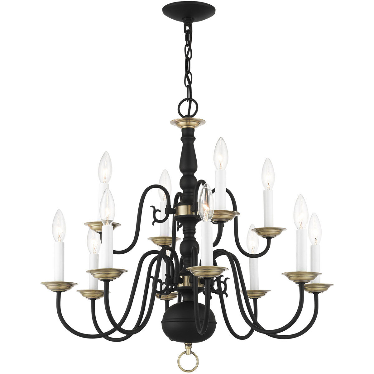 Williamsburg 12 Light 26 inch Black Chandelier Ceiling Light