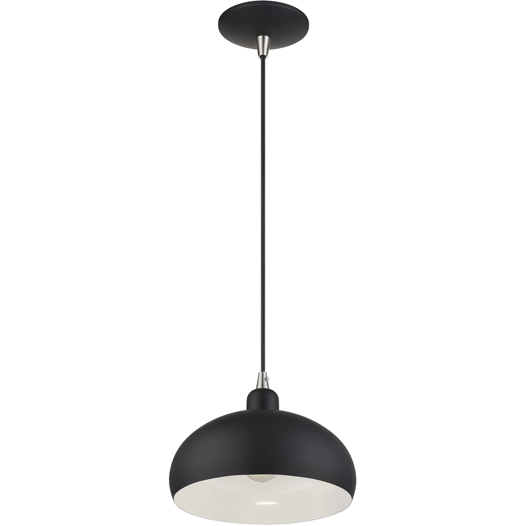 Domma 1 Light 10 inch Black with Brushed Nickel Accents Pendant Ceiling Light