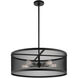 Industro 5 Light 25 inch Black with Brushed Nickel Accents Chandelier Ceiling Light