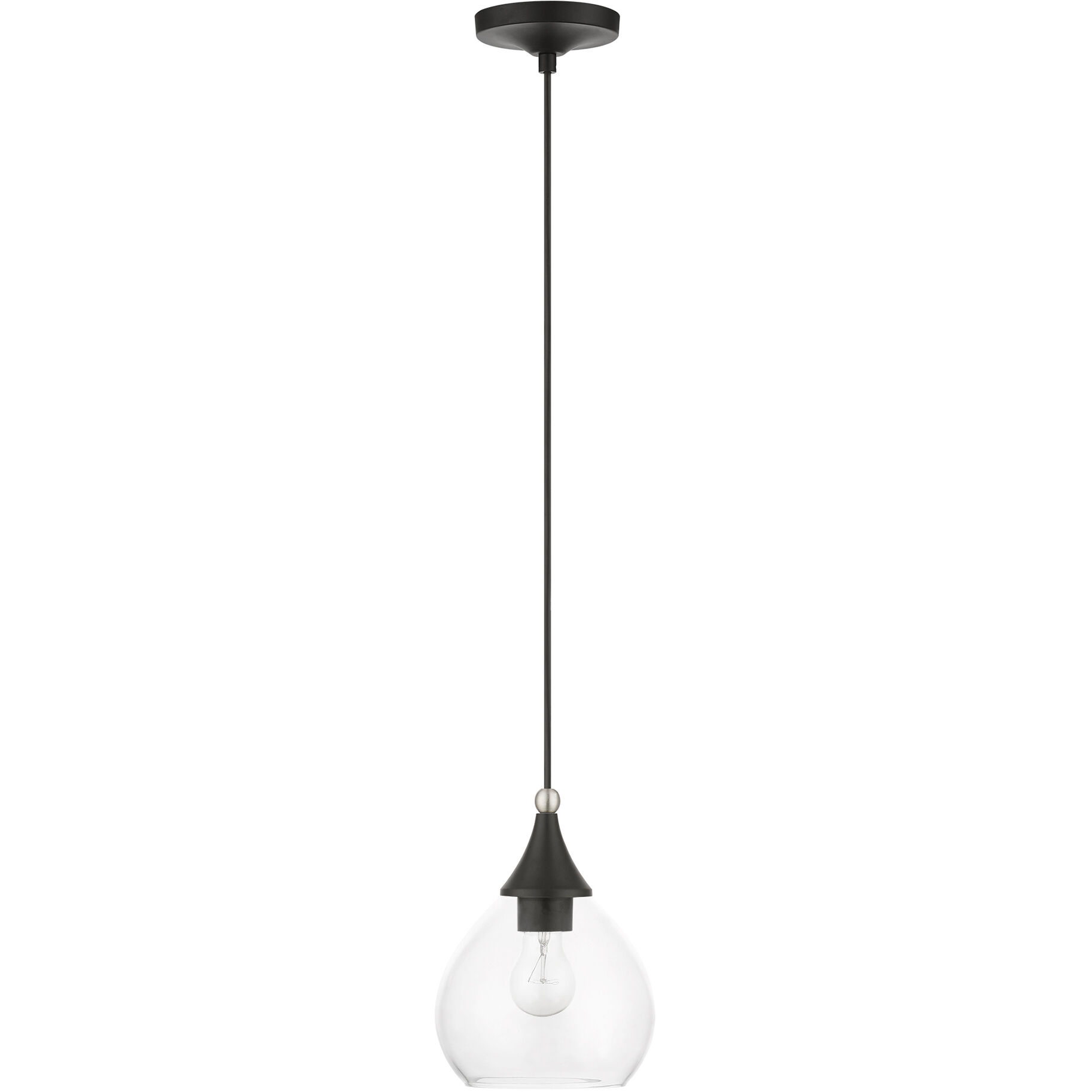 Catania 1 Light 7 inch Black with Brushed Nickel Accents Mini Pendant Ceiling Light
