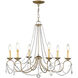 Pennington 6 Light 28 inch Hand Painted Antique Silver Leaf Chandelier Ceiling Light
