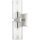 Clarion 2 Light 5 inch Brushed Nickel Vanity Sconce Wall Light