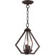 Prism 2 Light 11 inch Bronze Convertible Mini Chandelier/Ceiling Mount Ceiling Light