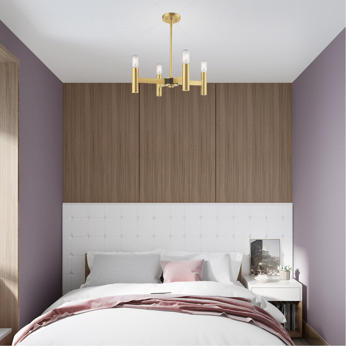 Copenhagen 4 Light 20 inch Satin Brass Mini Chandelier Ceiling Light