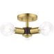 Copenhagen 3 Light 14 inch Satin Brass Semi-Flush Mount Ceiling Light