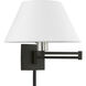 Allison 13 inch 100.00 watt Black with Brushed Nickel Accent Swing Arm Wall Lamp Wall Light