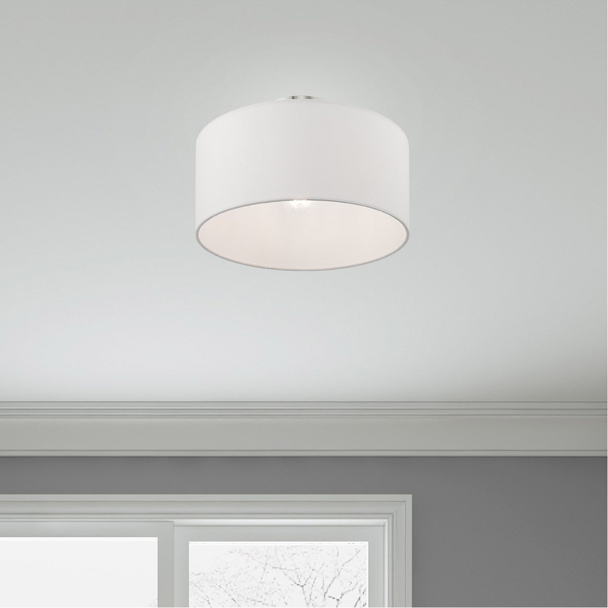 Clark 1 Light 13 inch Brushed Nickel Semi-Flush Mount Ceiling Light