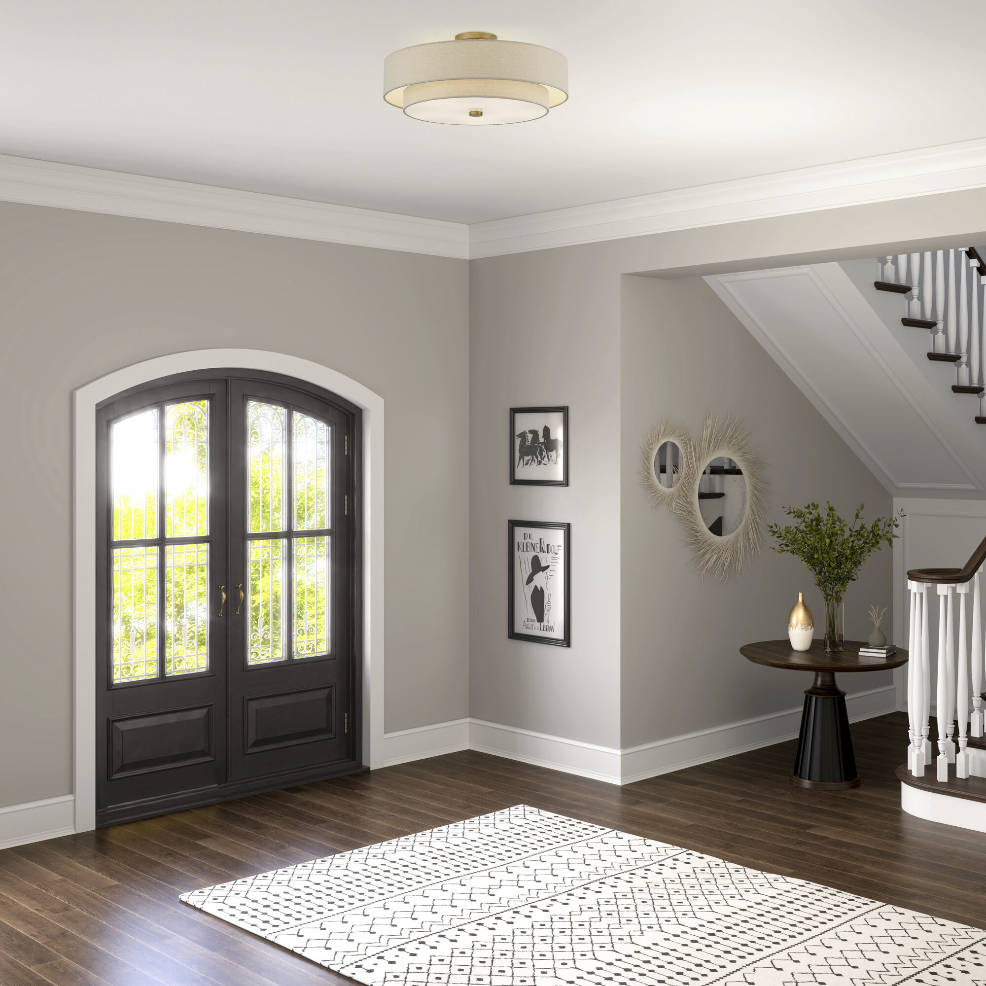 Bellingham 5 Light 22 inch Antique Gold Leaf Semi Flush Mount Ceiling Light, Extra Large