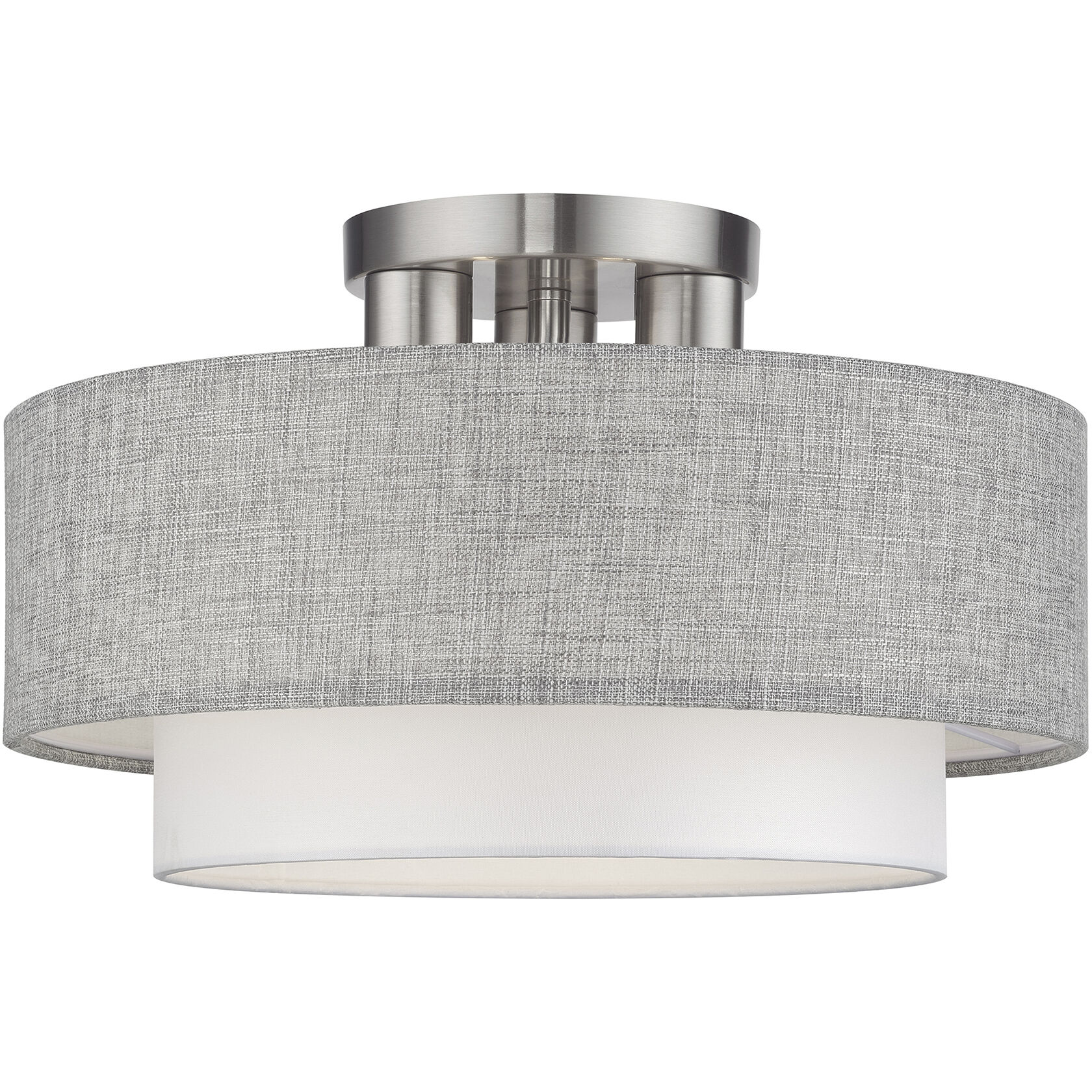 Brookmeade 3 Light 15 inch Brushed Nickel Semi-Flush Ceiling Light