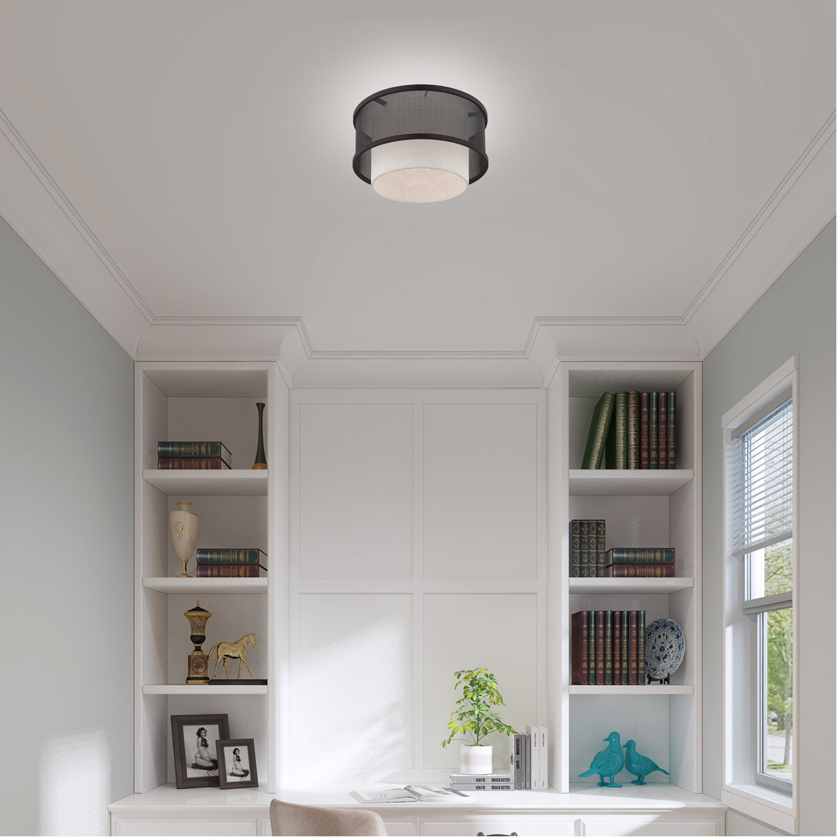 Braddock 1 Light 12 inch Bronze Flush Mount Ceiling Light