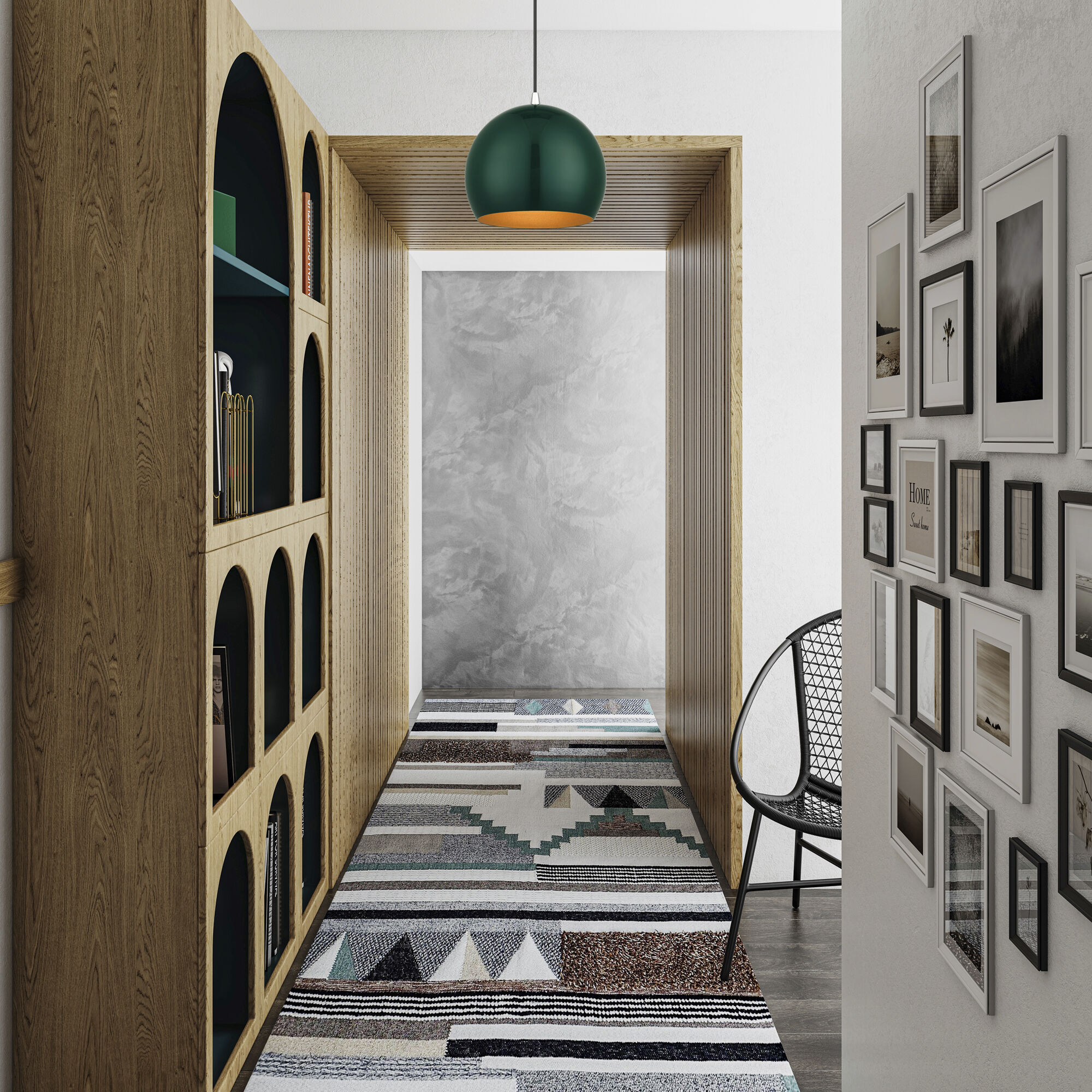 Piedmont 1 Light 10 inch Shiny Hunter Green with Polished Chrome Accents Pendant Ceiling Light