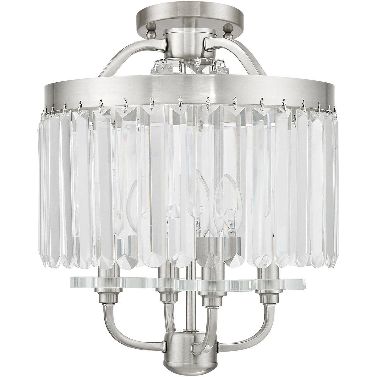 Ashton 4 Light 13 inch Brushed Nickel Convertible Mini Chandelier/Ceiling Mount Ceiling Light