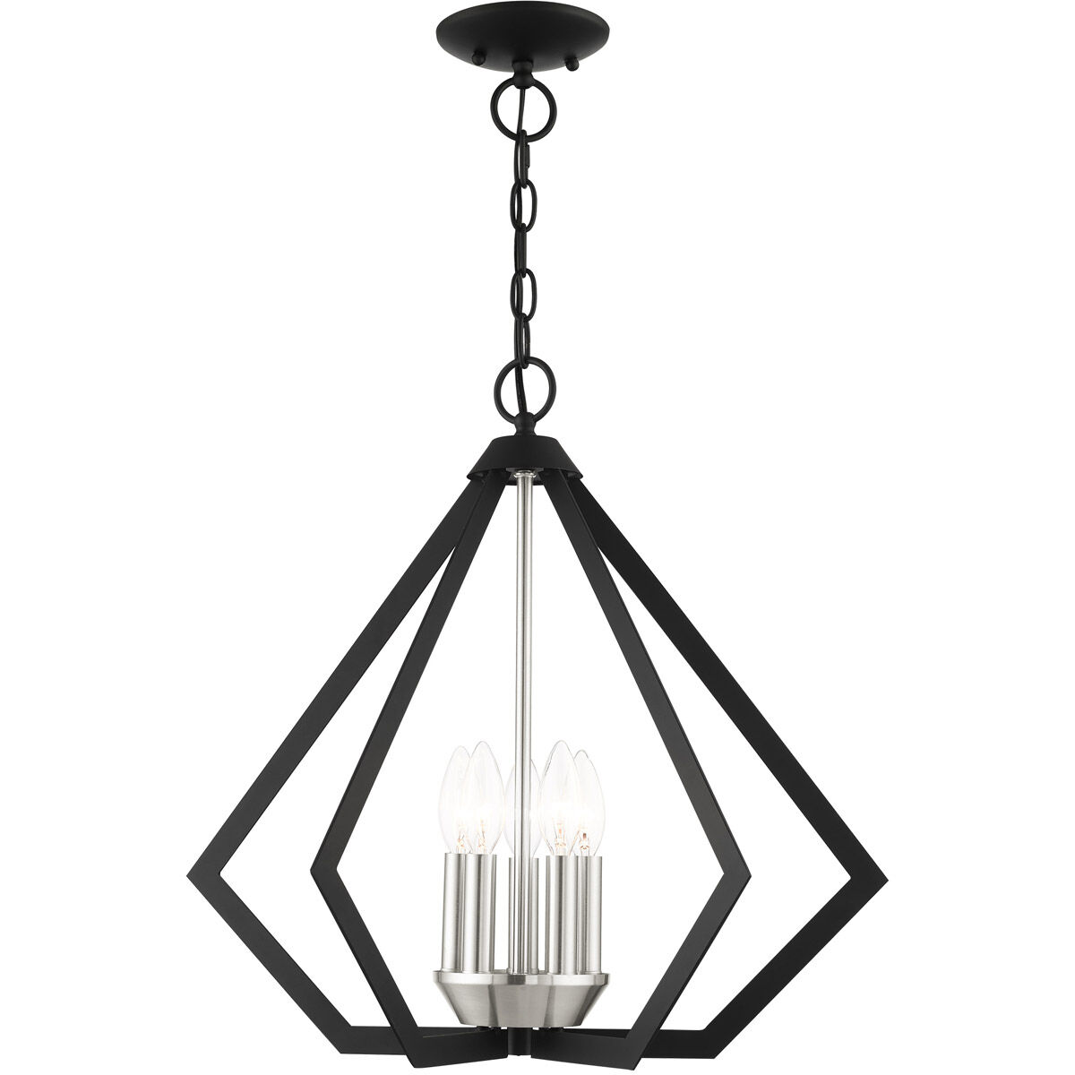 Prism 5 Light 20 inch Black with Brushed Nickel Cluster Chandelier Ceiling Light 