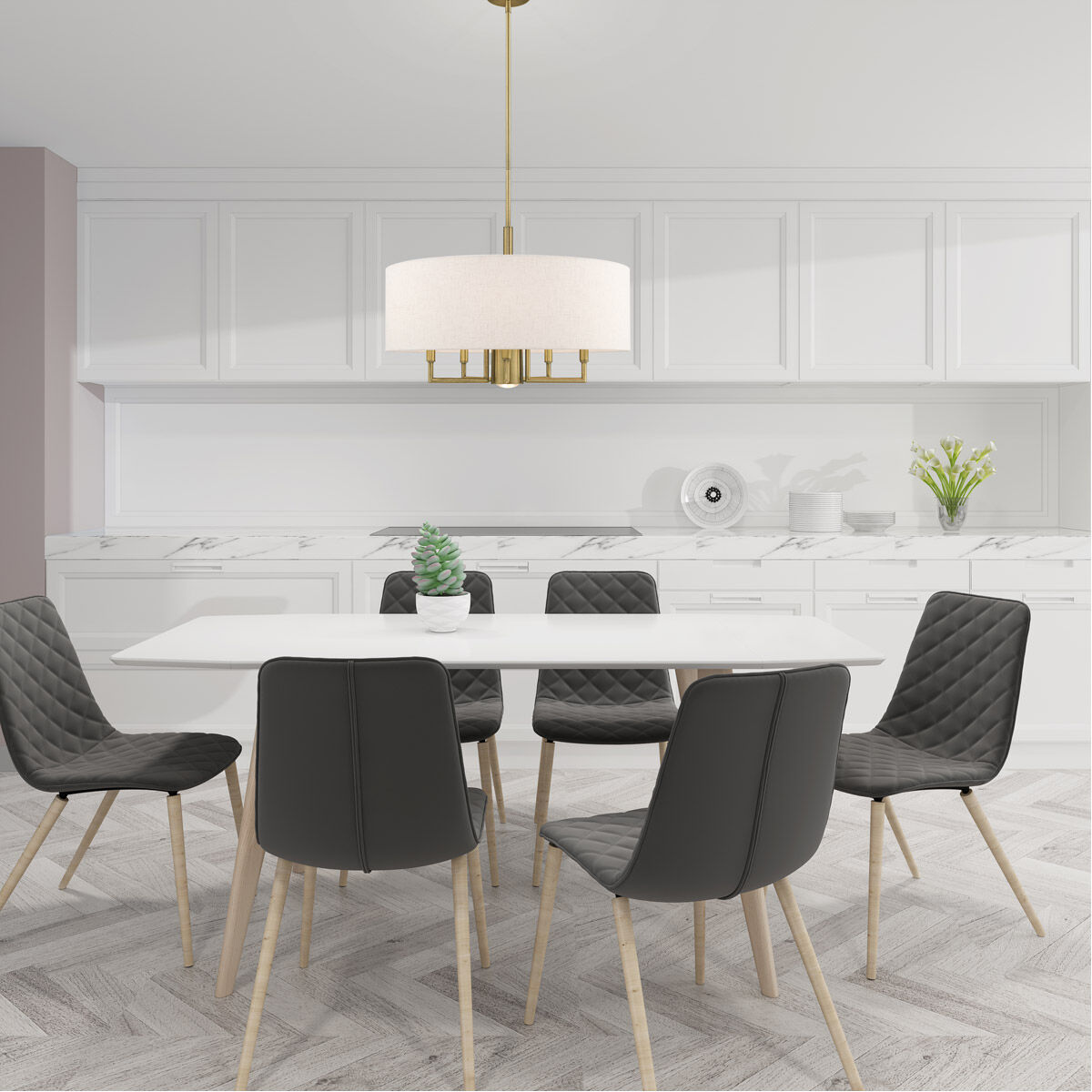 Meridian 6 Light 24 inch Antique Brass Pendant Chandelier Ceiling Light