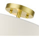 Meridian 2 Light 13 inch Satin Brass Semi Flush Ceiling Light